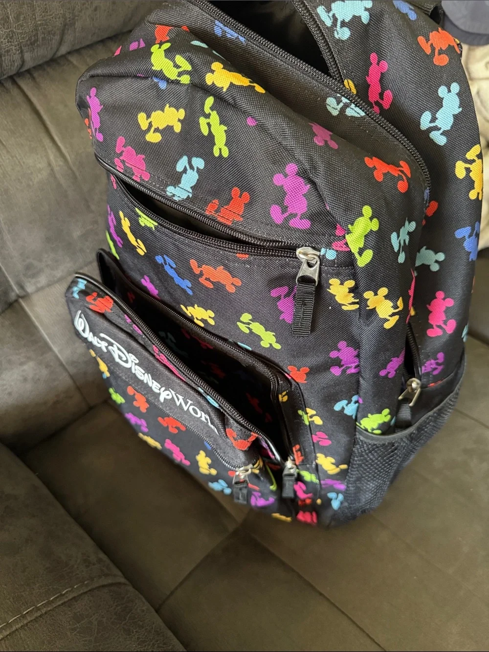 Disney Black Backpack with Multicolor Mickey Silhouettes